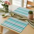 thumbnail image 3 of Turquoise, White and Grey Stripes Placemats Set of 4 Striped Pattern Place Mats Table Mats Kitchen Dining Home Outdoor Party Table Decoration, 3 of 9