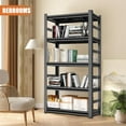 thumbnail image 2 of 72" H Metal Bookshelf,Sturdy Bookcase,5-Tier Adjustable Book Shelf with Storage for Bedrooms,Living Rooms and Home Offices,Black, 2 of 15