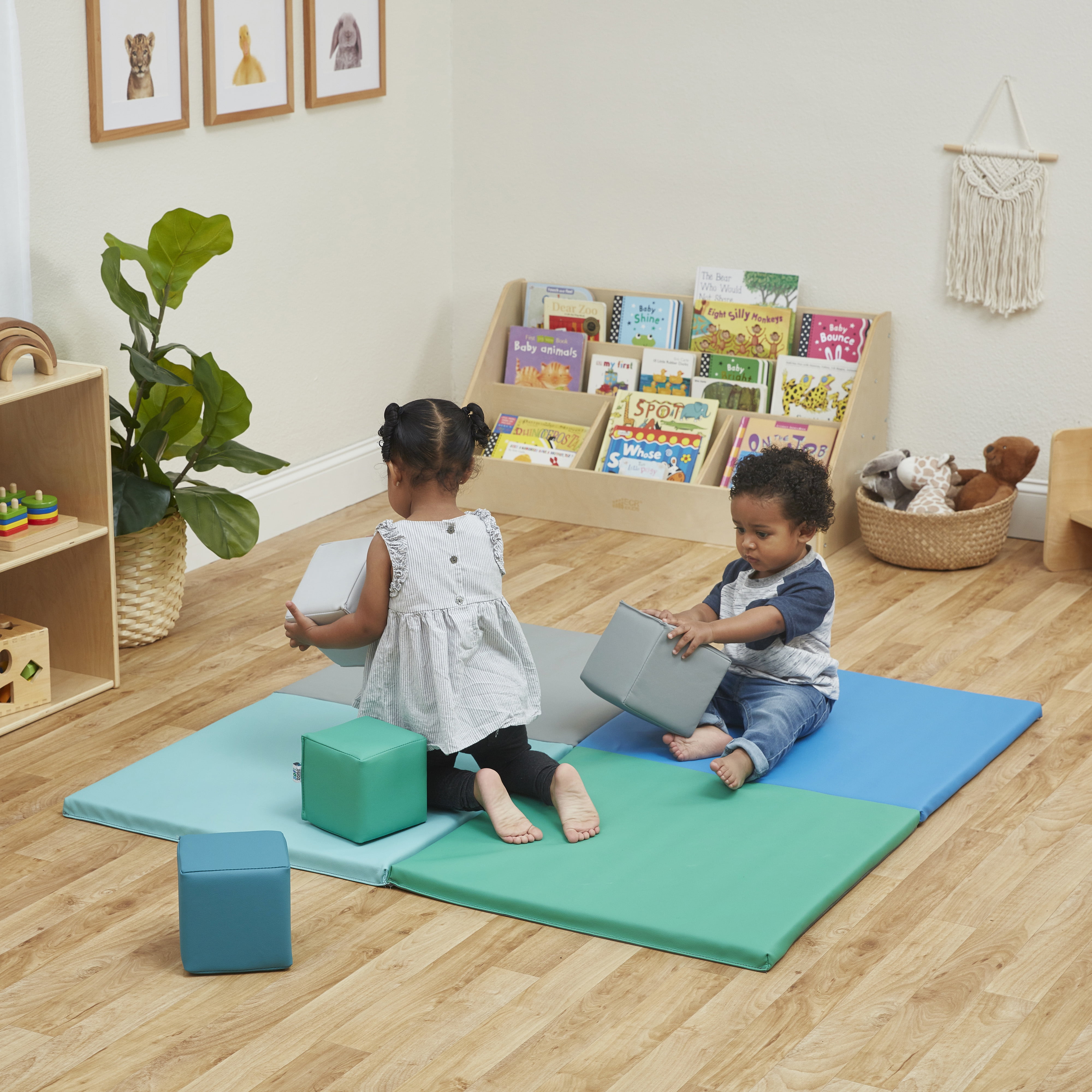 ECR4Kids SoftZone Quad Fold-N-Go Activity Play Mat, 48in Square, Baby Essentials, Contemporary
