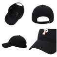 thumbnail image 4 of Women Mens Baseball Cap Letter P Embroidered Baseball Cap Adjustable Sun Hat For Casual Outdoor Black One Size, 4 of 9