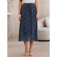 thumbnail image 4 of DARING DIVA Women's Elastic Waist Polka Dots Midi Skirts Large Dark Blue, 4 of 6