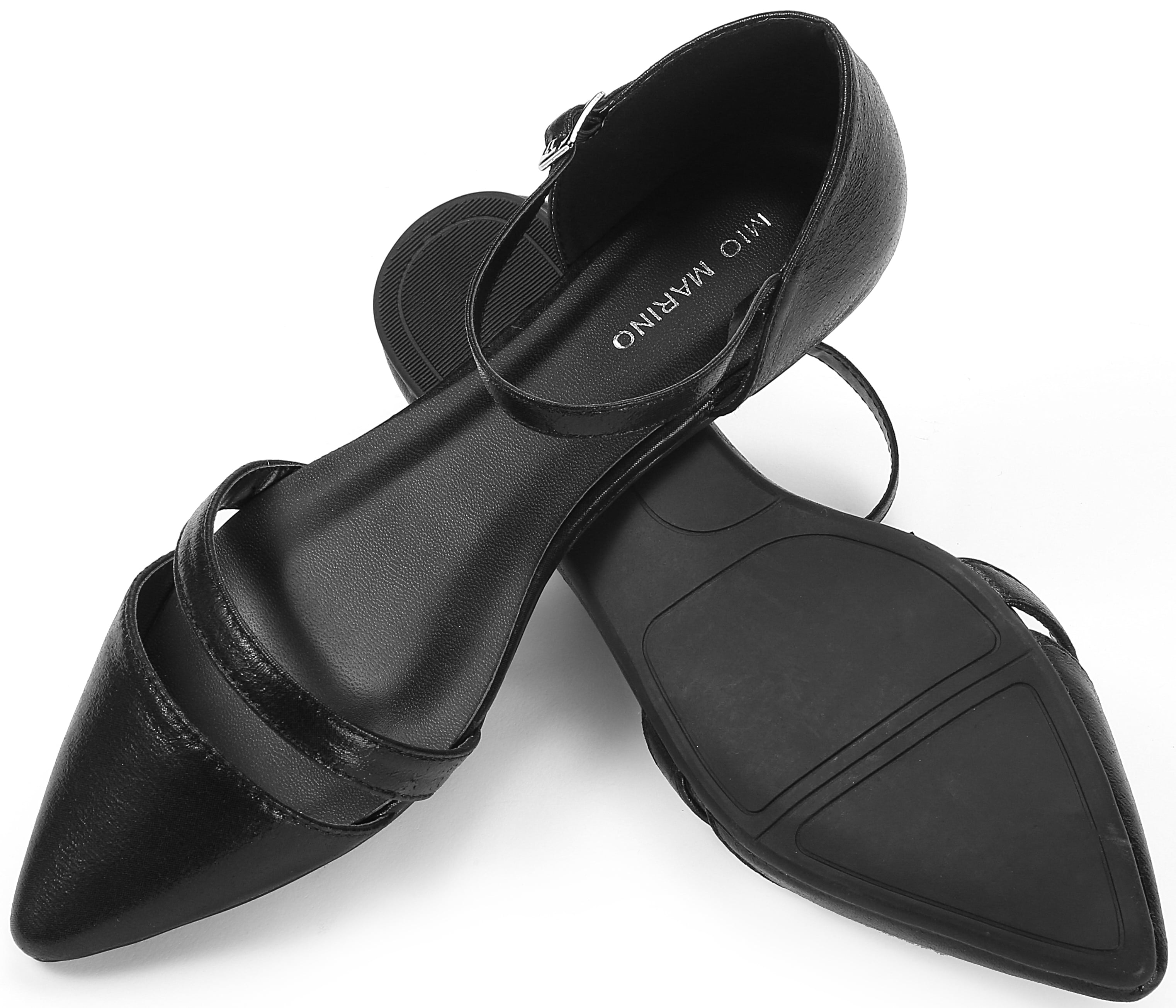 Mio Marino D'Orsay Pointed Toe Flats - Womens Ankle Strap Dress Shoes - Quick Release Buckle (Beige, 5.5)
