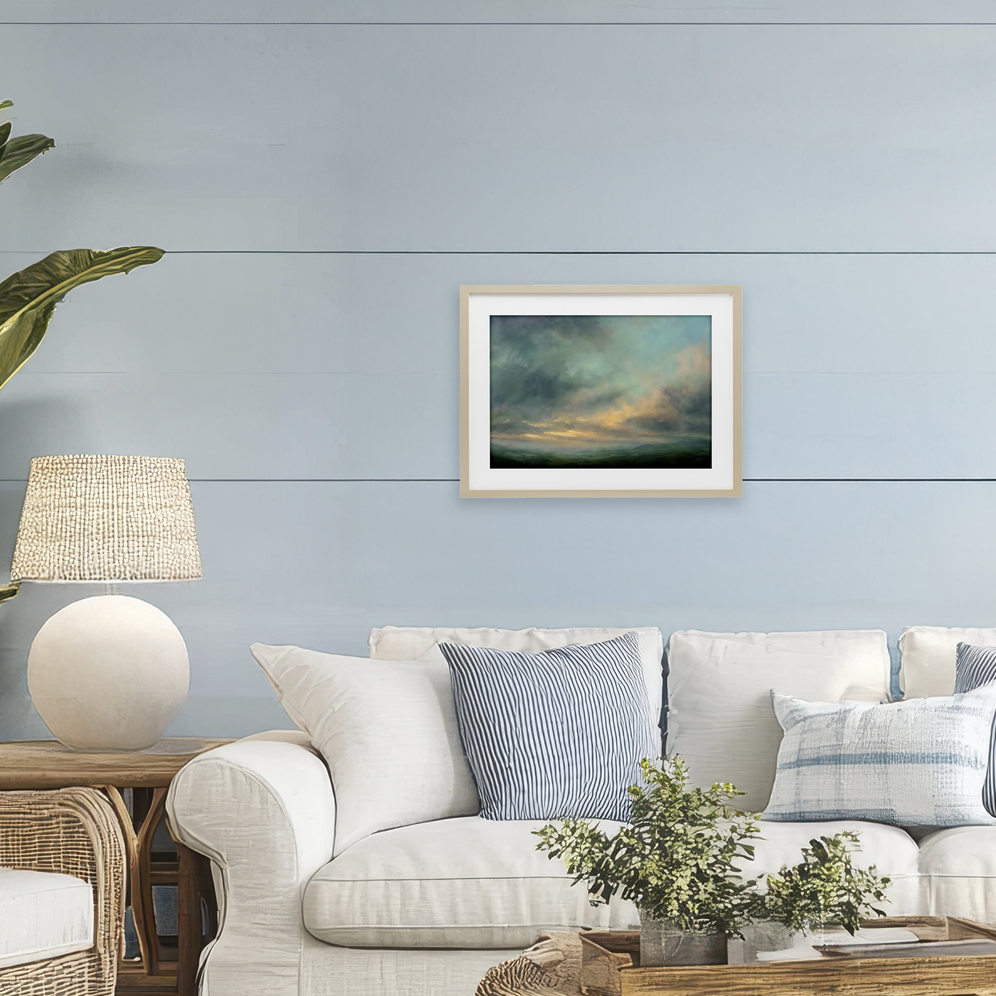 Stupell Industries Blue Toned Golden Hour Birch Framed Print Under Glass, design by Petal Prints Design