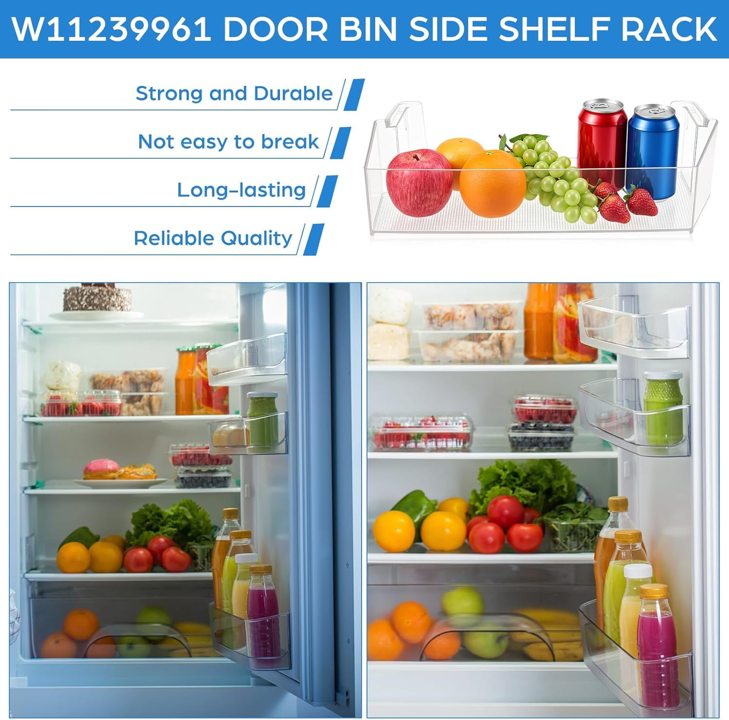 2 Pack W10900538 W11239961 Refrigerator Door Shelf Bin Replacement for Ap6333410 4591452 Ps12578777 Compatible with Wrs325sdh Wrs311sdh Fridge Door Shelves