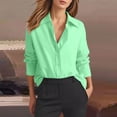 thumbnail image 2 of Button Down Shirts for Women! Comdrip Women's 2025 New Women's Clothing European and American Versatile Satin Texture Drape Long Sleeved Shirt Solid Womens Blouses C XS, 2 of 6