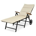 thumbnail image 4 of Costway 2 PCS Folding Patio Rattan Lounge Chair Chaise Cushioned Aluminum Adjust Wheel, 4 of 11