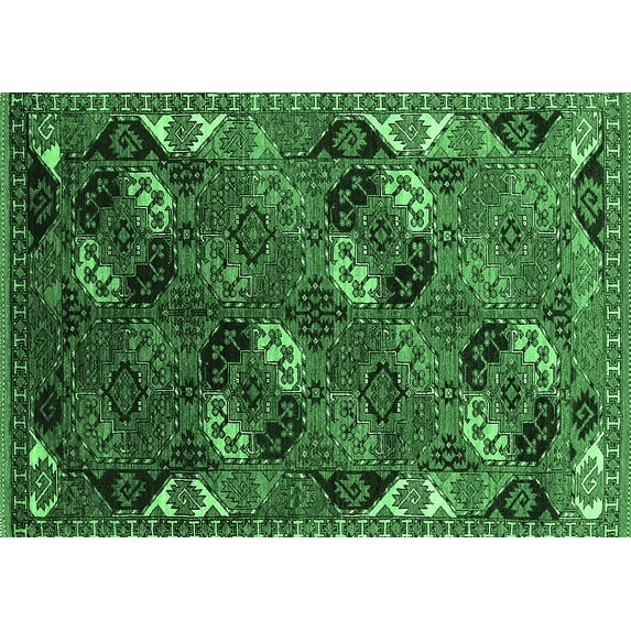 Ahgly Company Indoor Rectangle Oriental Emerald Green Industrial Area Rugs, 5' x 8'