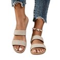 thumbnail image 2 of Samdudou Plus Size Slip On Sandals for Women Double Band Woven Slides Braided Texture Flat Jute Style Sole Minimalist Open Toe Footwear for Vacation, 2 of 6