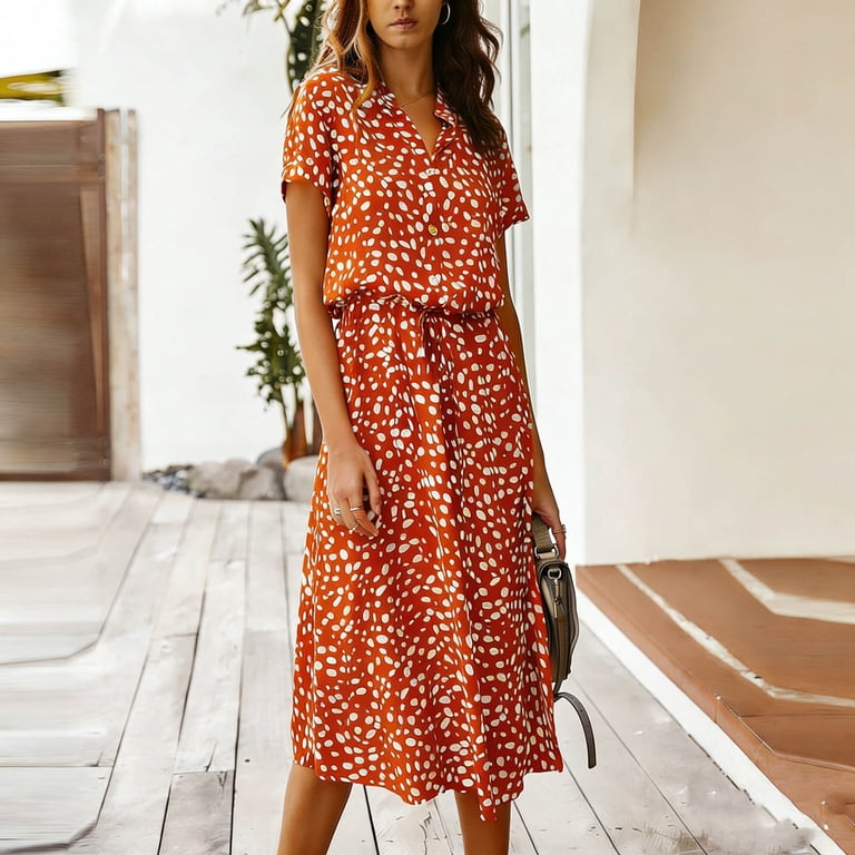 boho shirt dresses Travachic Women's Multicolor Boho Mini Shirt Dress With Knot Detail And  Straight Hemline Tropical Print Dress Shirt Dresses Tropical Dress Floral  Dress Leisure Dress