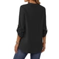 thumbnail image 5 of Fantaslook Roll Up Blouses for Women Dressy Casual Long Sleeve Tunic Tops V Neck Shirts Work Blouses, 5 of 9