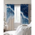 thumbnail image 3 of Blue Beige Blackout Curtains for Bedroom Living Room, Gradient Ocean Abstract Sea Wave Beach Sand 63 In Long Thermal Insulated Room Darkening Drapes Grommet Window Treatments, 52 x 63 In, 3 of 9