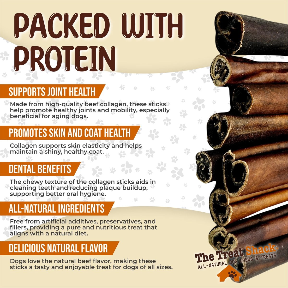 The Treat Shack 6-in Beef Flavor Collagen Sticks Natural Dog Chew Treats, 20CT
