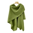 thumbnail image 1 of DPTALR Womens Solid Large Front Sweater Knitting Design Hollow Out Feel Wrap Topper Knitted Elegant Shawls Cape For Fall Winter, 1 of 5