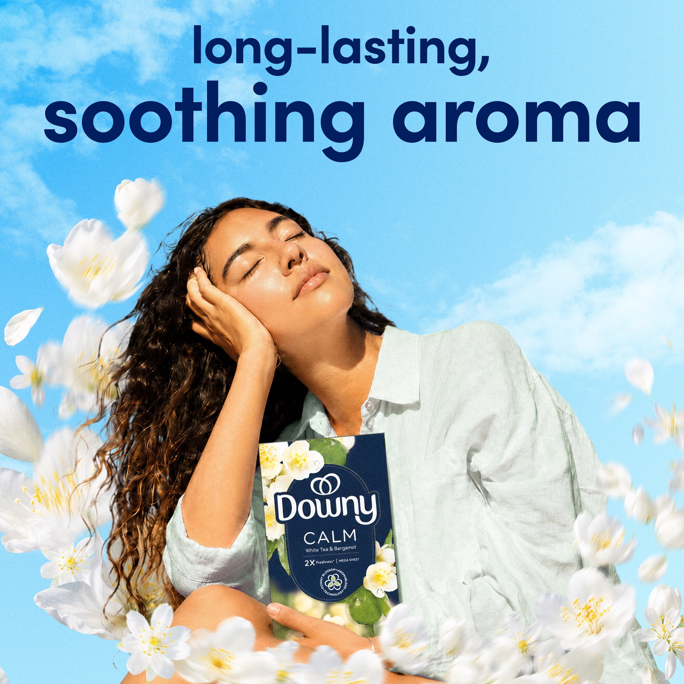 Downy CALM, Mega Dryer Sheets, White Tea & Bergamot, 130 Count