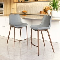 Magnus Counter Stool Slate Gray & Walnut Counter Stool, Modern Style, Plush and durable faux leather fabric, Plywood, Indoor Bar