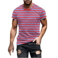 thumbnail image 2 of Vetsdori Mens Gym T-Shirts Short Sleeve Striped Pull-On Fitness Slim Fit Collared Outdoor Red Shirts for Men Crew Neck, 2 of 5