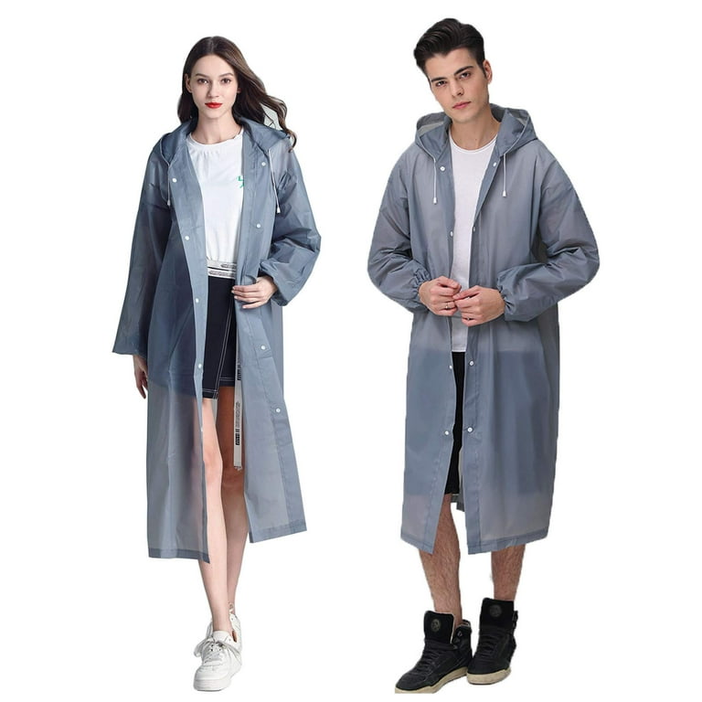 Goodwill 2 Pack Raincoats for Adults Reusable Portable EVA Rain Coats Reusable Rain Poncho with Hood and Elastic Cuff Sleeves