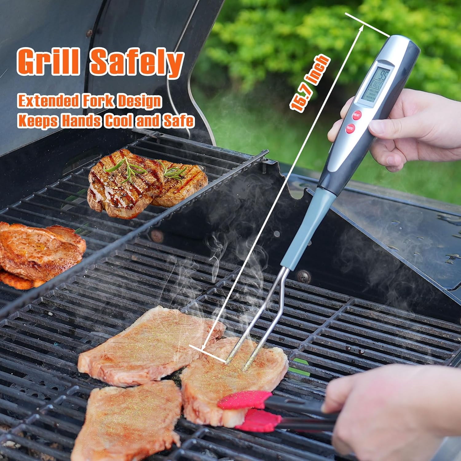 Meat Thermometer Fork Grill Digital Cooking Instant Read Suitable BBQ Smoker