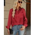 thumbnail image 6 of Zeagoo Womens Satin Blouse Long Sleeve V Neck Shirts Dressy Casual Button Down Business Shirts With Pockets, 6 of 6