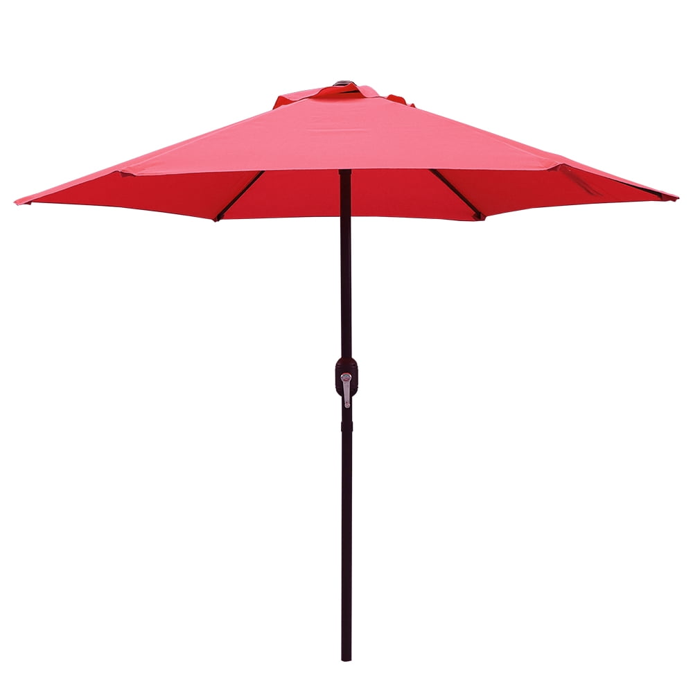 Abble 7.5ft Patio Umbrella with Crank Outdoor Market Umbrella with 6 Ribs for Garden Deck Backyard Pool, Red