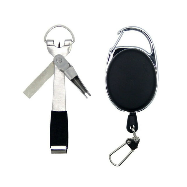 4 in 1 Quick Knot Tool Fly Fishing Clippers Line Nipper Tying with Zinger Tools