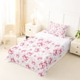 thumbnail image 3 of spefrowx Watercolor Pink Bow Twin Sheets for Girls, Cartoon Ribbon Theme Bedding, 3 Pieces, 1 Flat Sheet, 1 Fitted Sheet and 1 Pillowcase, 3 of 6