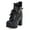 Black, variant on Women Platform Boots Lace Heel Ankle Booties Buckle Rivets Punk Goth Lolita Dress Shoes