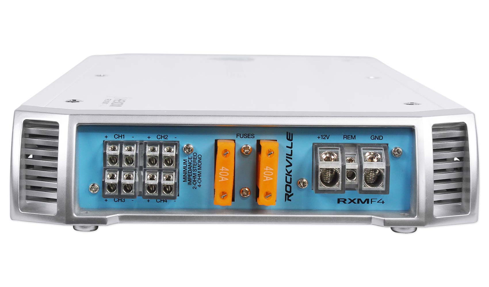 Rockville RXM-F4 Marine 4 Channel Amplifier 2400w Peak/600w RMS+PA Microphone