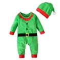 thumbnail image 2 of WIBACKER 0-18M Baby Girl Boy's Elf Santa Jumpsuit +Hat Newborn Infant Christmas Costumes Outfits, 2 of 9