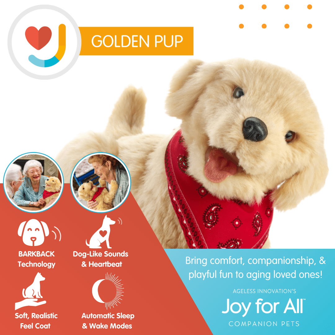 Joy For All Companion Pet For Seniors - Lifelike Animatronic Dog - Realistic Soft-Touch Coat & Heartbeat - Therapy Stuffed Animal - Toy For Alzheimer's & Dementia - Golden Pup