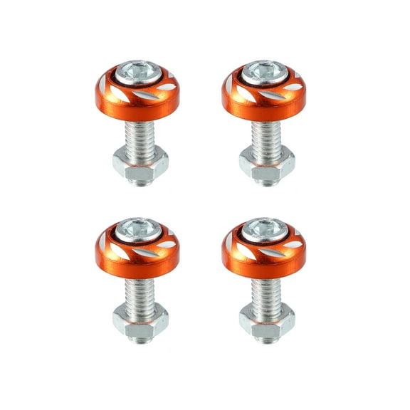 Unique Bargains 4 Pcs Aluminum Alloy License Plate Bolt Screw Nuts for Car Motorcycle Orange