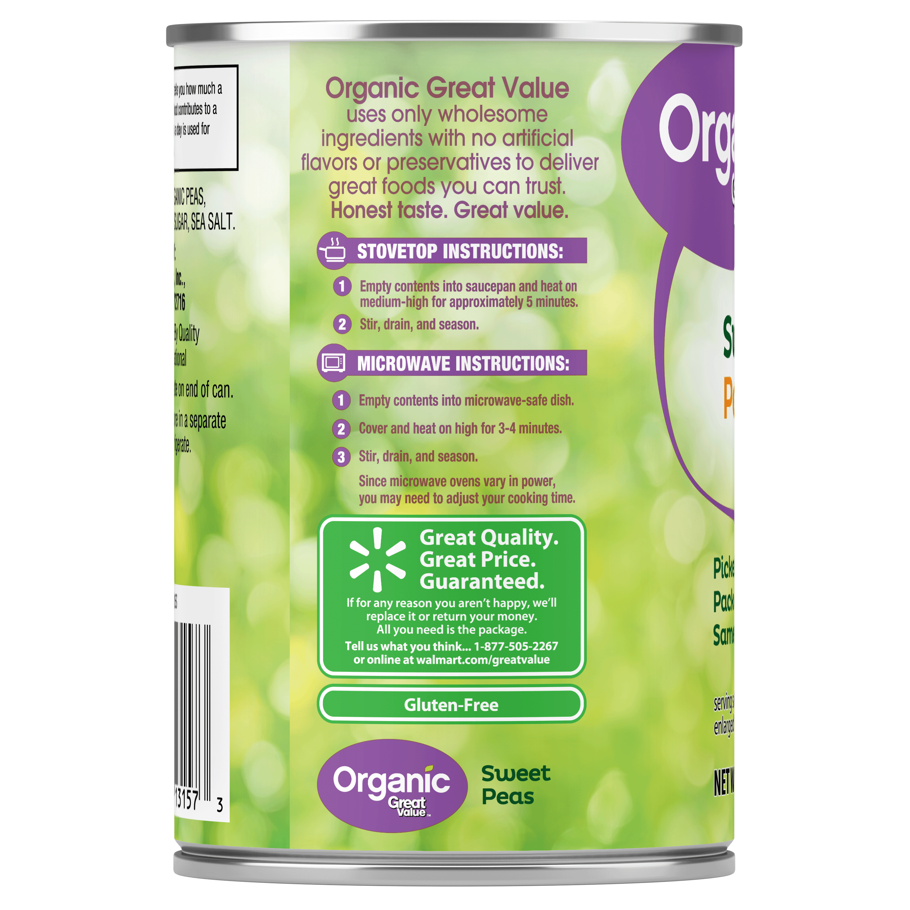 Great Value Organic Peas, 15 oz