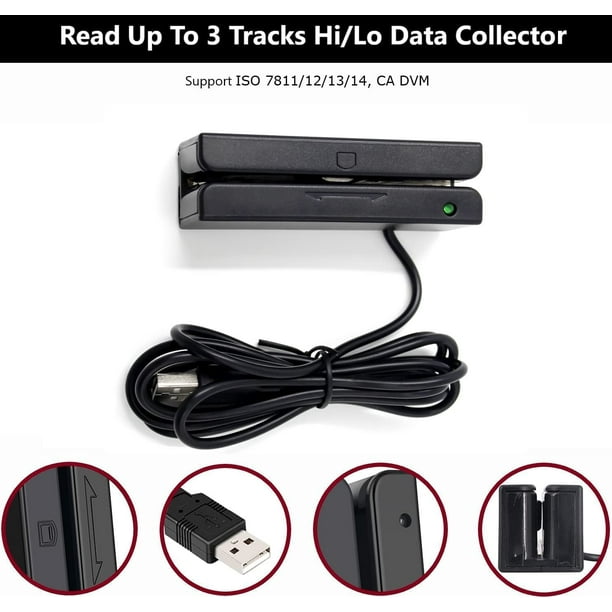 USB Magnetic Stripe Card Reader 3-Track POS Credit Card Reader Swiper  Magstripe Swipe Card Reader