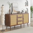 thumbnail image 3 of Rattan Sideboard Buffet Cabinet, Farmhouse Boho Buffet Sideboard with Adjustable Shelves, Buffet Cabinet Sideboard Cabinet with Doors and Drawers for Kitchen Entryway Living Dining Room, 3 of 7