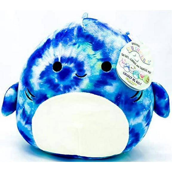 Squishmallow Kelly Toys Luther The 8 inch Blue Tie Dye Tiger Shark Super Soft Stuffed Plush Toy Pillow
