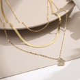thumbnail image 3 of Retro Zircon Butterfly Pendant Clavicle Chain Snake Bone Chain Stacked Three-Layer Necklace, 3 of 6