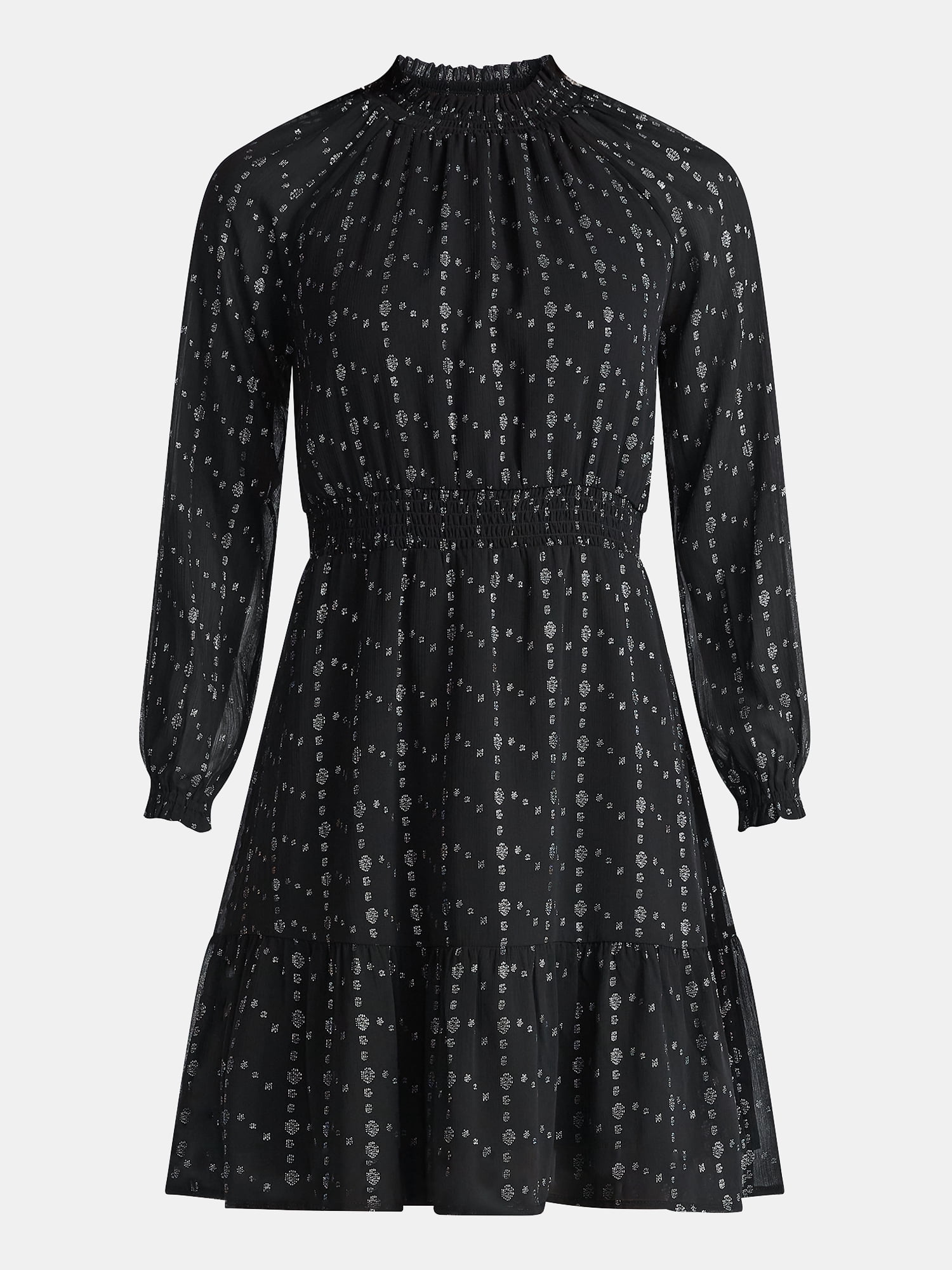 Time and Tru Women's Smocked Mini Dress with Long Sleeves, Sizes XS-XXXL