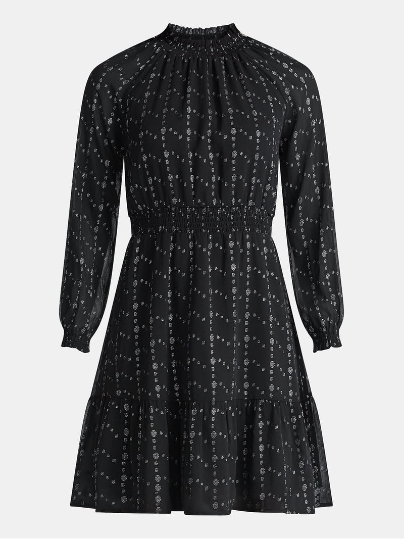 time and tru long sleeve dress Time and Tru Long Sleeve Midi Print Dress