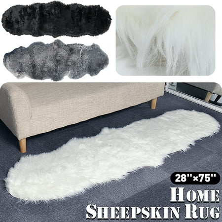 Padded Room Mrosaa Double Pelt Soft Indoor Sheepskin Rug Mat Seat Pad, Carpet for Living Room White Grey Black - 75