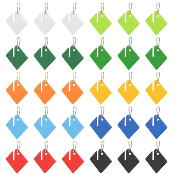 Uxcell Key Tags Plastic Slotted Tags, 20 Pcs Hanging Tags with Metal Snap Hooks for Key Gym Cabinet Bag, Yellow