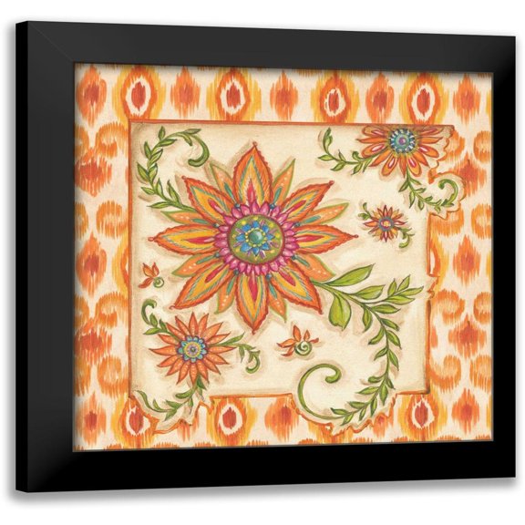 McRostie, Kate 12x12 Black Modern Framed Museum Art Print Titled - Ikat Floral III