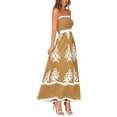 thumbnail image 2 of Women's Floral Maxi Dress Spaghetti Strap Boho Sundress Flowy Beach Vacation Summer Dress Khaki M, 2 of 7