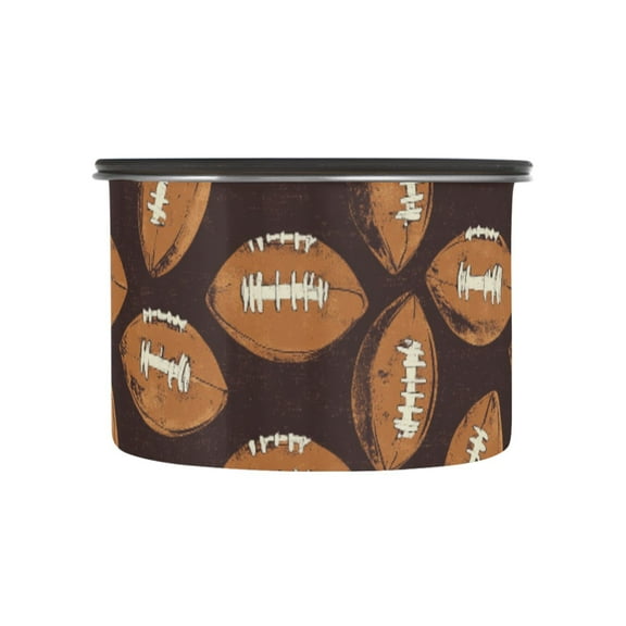 Brown Football Airtight Coffee Bean Canister 17oz Food Storage Containers with Lids For Gournd, Tea, Sugar, Flour, Rice, Cereal, Candy Cookie Jar