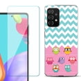 thumbnail image 1 of Slim-Fit Flexible Gel TPU Phone Case compatible with Samsung Galaxy A52 5G, with Tempered Glass Screen Protector, by OneToughShield ® - Chevron/Teal/Owl, 1 of 2