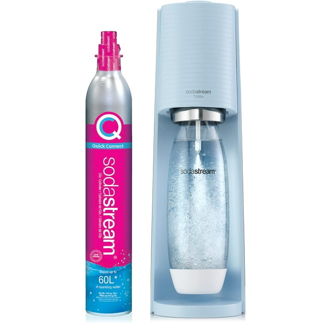 Máquina para hacer agua con gas SodaStream Terra (azul brumoso) con CO2 y botella apta para lavavajillas