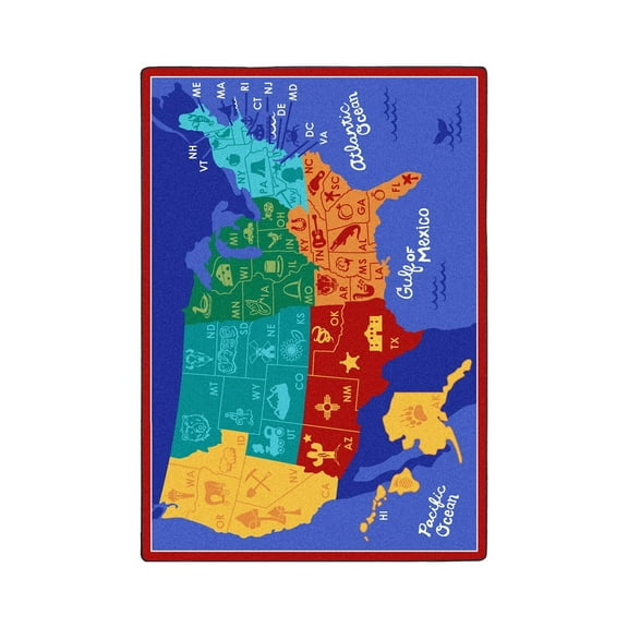 Kid Essentials - Geography & Environment States of the Nation, 5'4" x 7'8", Multicolored