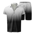 thumbnail image 1 of OJinShaWanO Veste Zippée Homme Printemps et Été Imprimé Lettre Manches Courtes Col Rond T-Shirt Mode Deux Pièces, 1 of 6