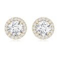 thumbnail image 3 of Rosec Jewels Certified Moissanite Halo Stud Earrings for Women, 14K Yellow Gold, 3 of 7