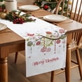 thumbnail image 5 of Merry Christmas Cotton Linen Table Runner for Dining Kitchen, Winter Xmas Snowflowers Branch Floral Birds Wedding Outdoor Party Tablerunners Decor, Dresser Scarf Coffee Tablecloth Runners 13"x72", 5 of 9