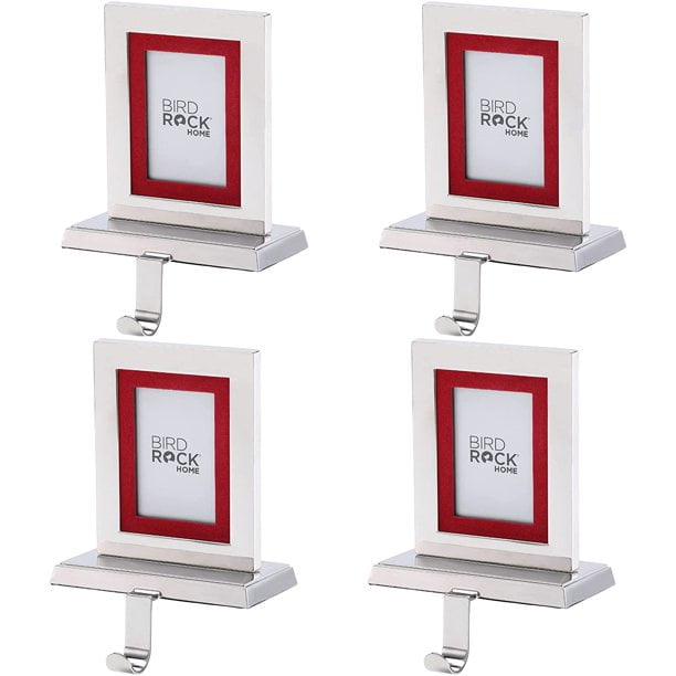 BirdRock Home 4 Pack Silver Photo Frame Stocking Holders
